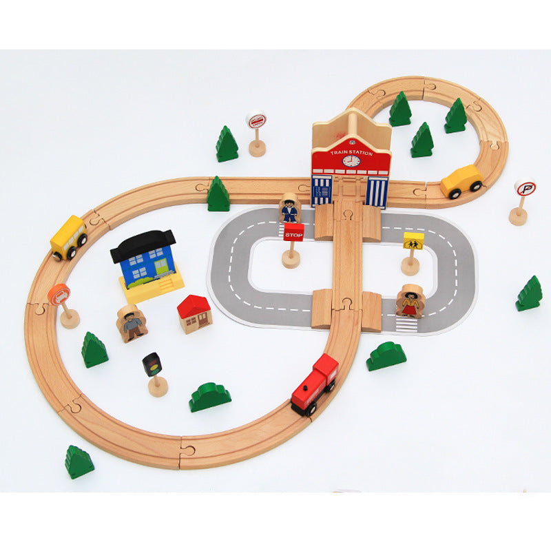 50 PCS Wooden Track Game