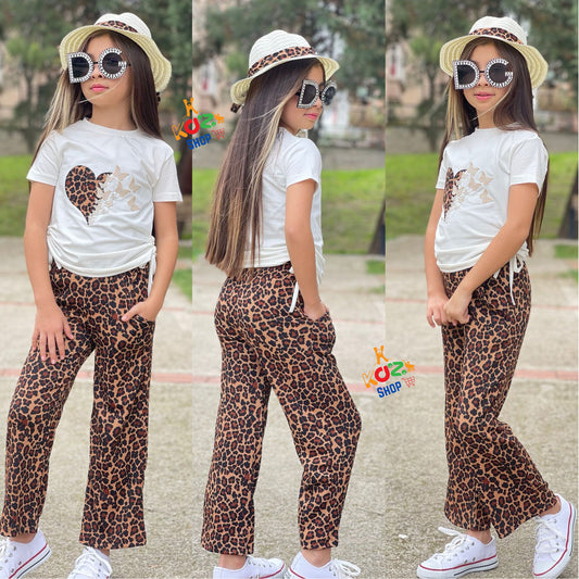 Girls' Leopard Chic Summer Set 3 pcs