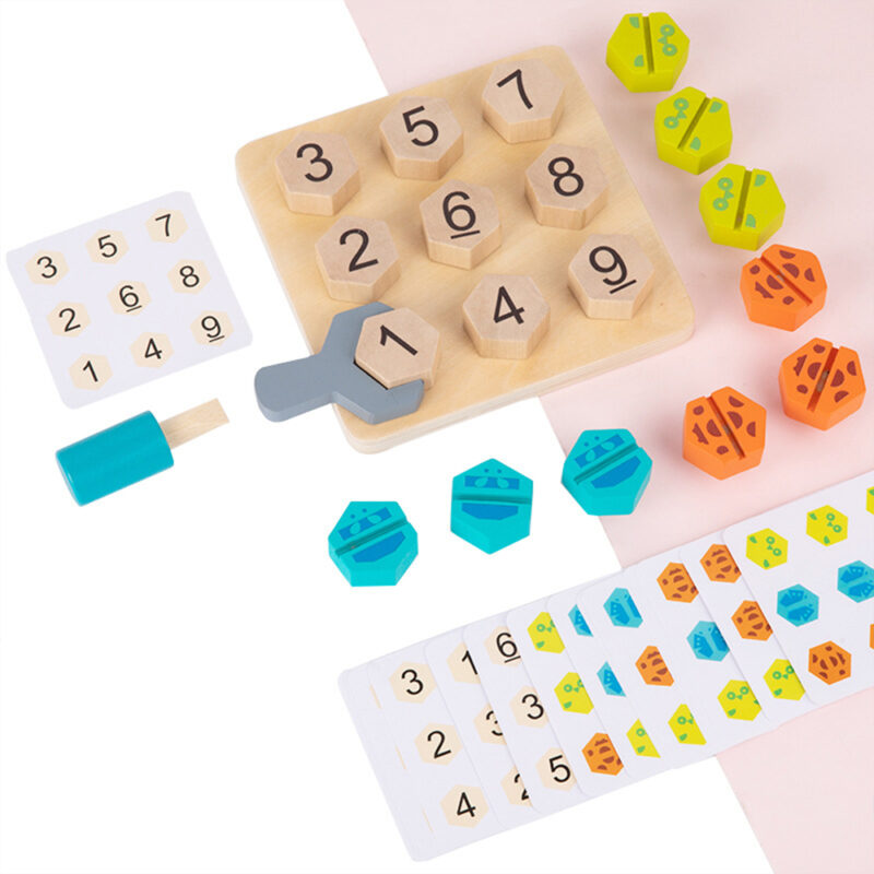 Baby-Wooden-Toys-Puzzles-Screws-Matching-Building-Blocks-Number-Battle-Board-Game-Montessori-Screw-Matching-Educational