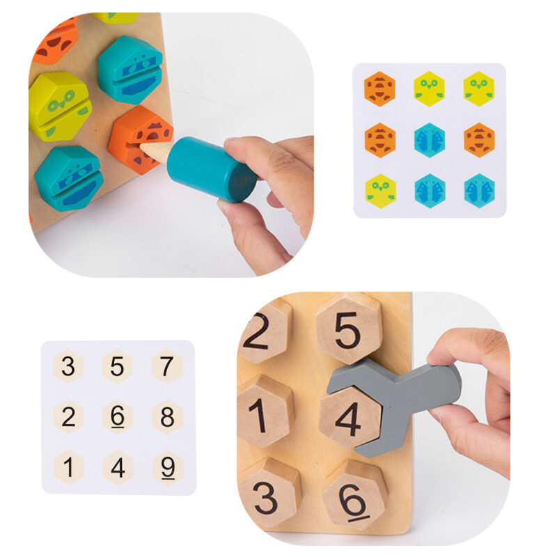 Baby-Wooden-Toys-Puzzles-Screws-Matching-Building-Blocks-Number-Battle-Board-Game-Montessori-Screw-Matching-vb