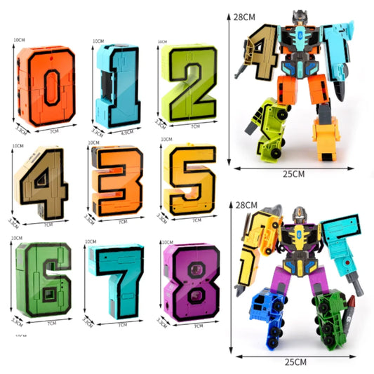 BIG SIZE Transforming Number Robot Set | Educational Number Robots That Transform into Vehicles & Giant Robots