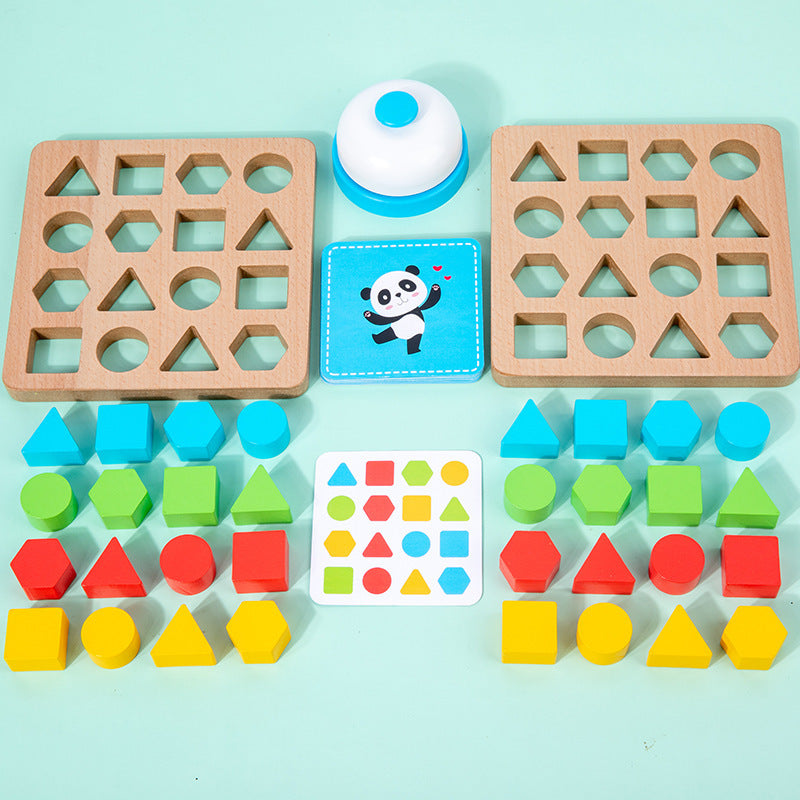 Montessori-Geometric-Shape-Building-Blocks-Double-player-Jigsaw-Puzzle-Building-Blocks-Game-Toy-Parent-child-Logical