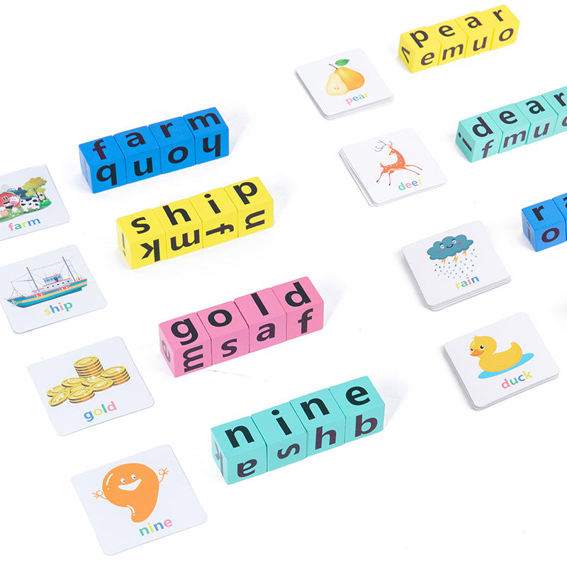 Montessori-Wooden-Spell-Word-Toy-Letter-Cognitive-Learning-Game-Children-PK-Card-Blocks-Challenge-Memory-Games
