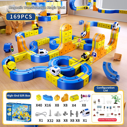169 PCS building block track car