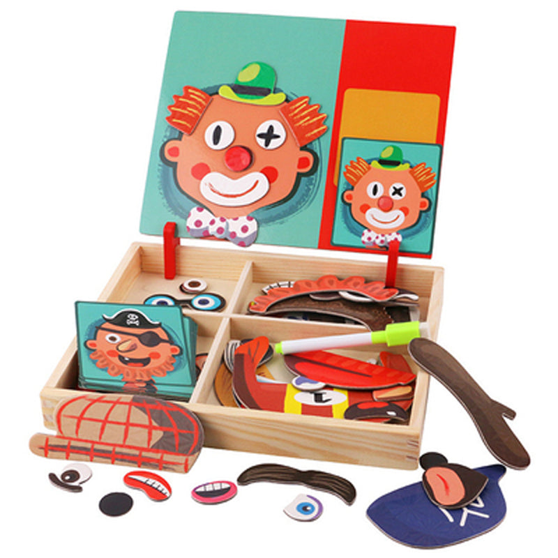 Wooden-Children-Educational-Pretend-Play-Learning-Toys-Magnetic-Puzzle-Wood-Toy-Face-Features-Dress-Up-Games