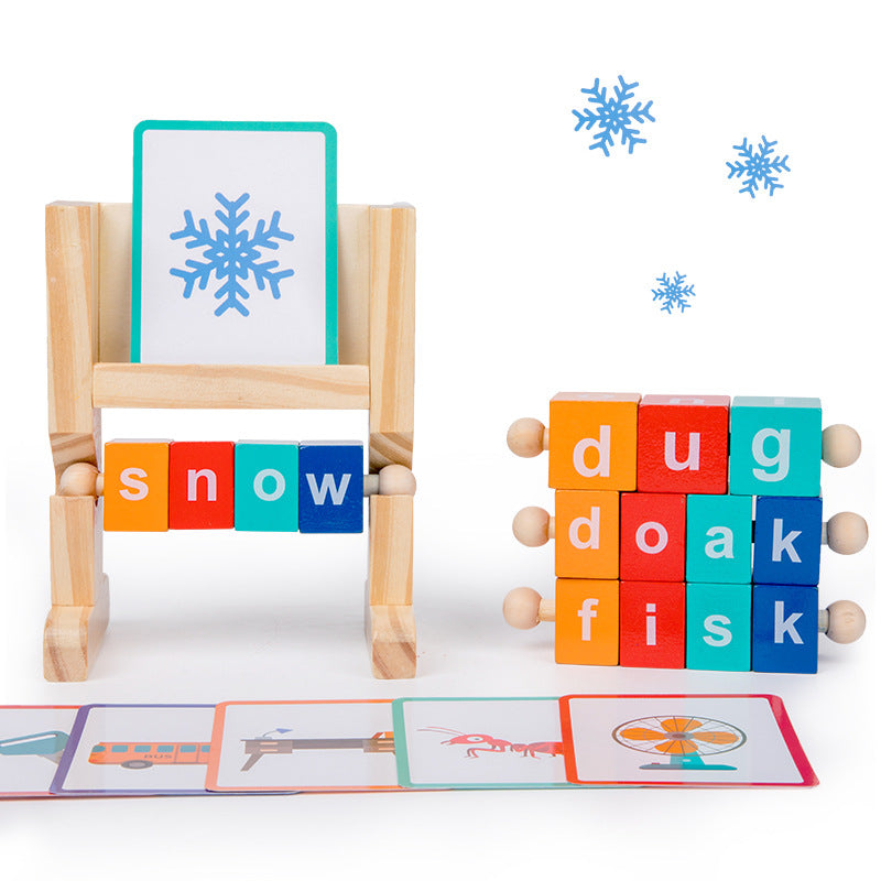 Wooden-Reading-Blocks-Sight-Words-Flash-Cards-Spelling-Games-Short-Vowel-Rods-Turning-Rotating-Letter-Puzzless