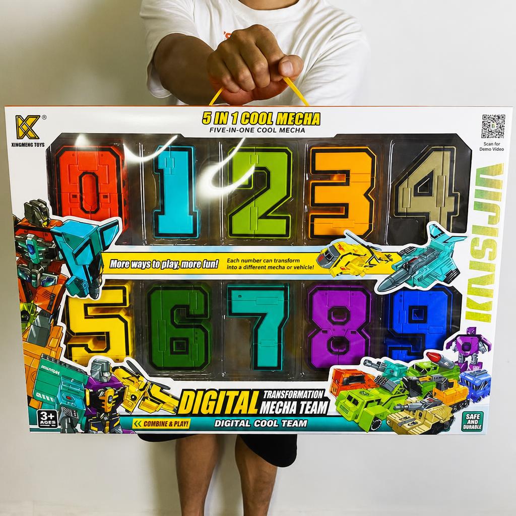 BIG SIZE Transforming Number Robot Set | Educational Number Robots That Transform into Vehicles & Giant Robots