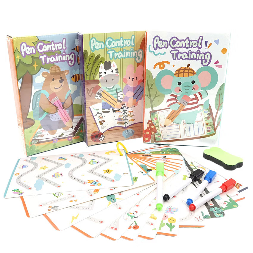 Set of 3 Reusable Tracing Copybook Set – Handwriting Practice Workbook for Kids