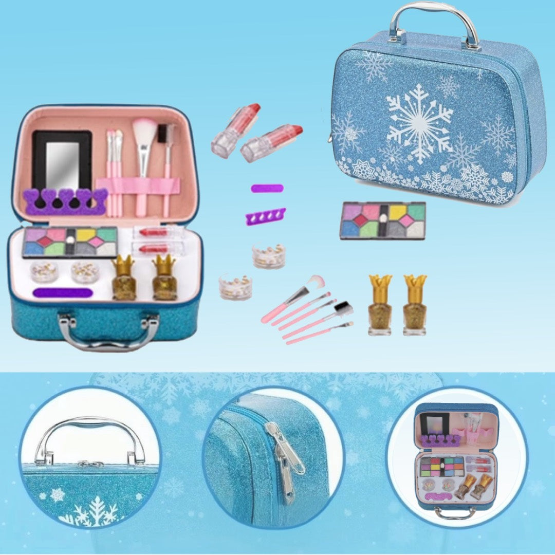 Girls' Pretend Play Makeup Kit – Glitter Carry Case with Mirror | Kids Beauty Set