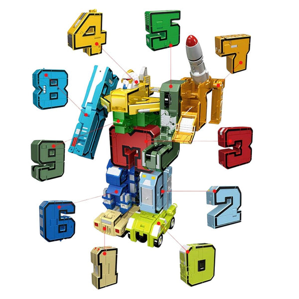 SMALL SIZE Transforming Number Robot Set | Educational Number Robots That Transform into Vehicles & Giant Robots
