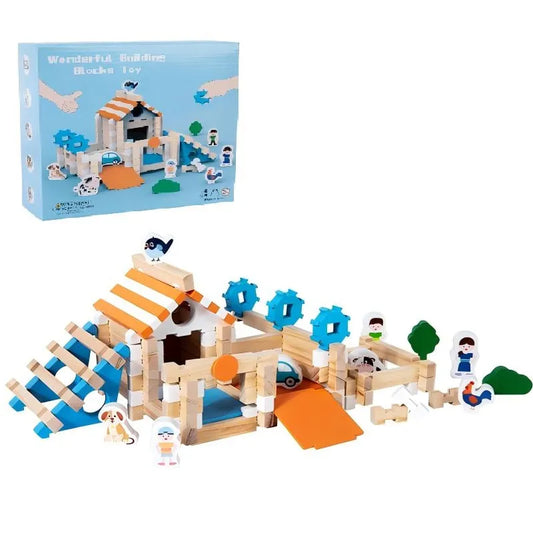 114 pcs DIY Wooden Building Blocks Set