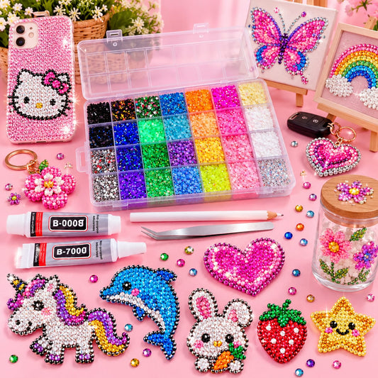 Flatback Rhinestone Craft Kit with  Multicolor Gems