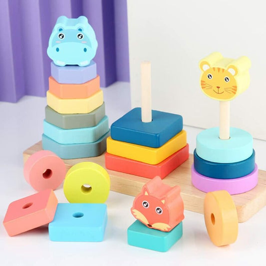 Wooden Shape Sorting Stacking Toy