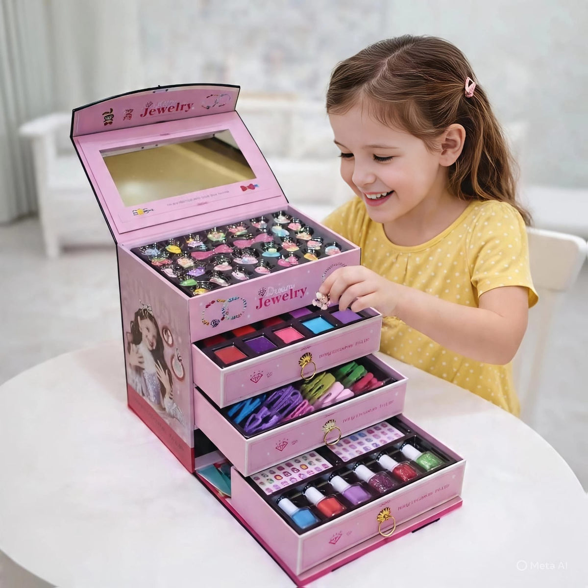 Dream Jewelry DIY Girls Makeup & Jewelry Kit – 5-in-1 Pretend Play Set