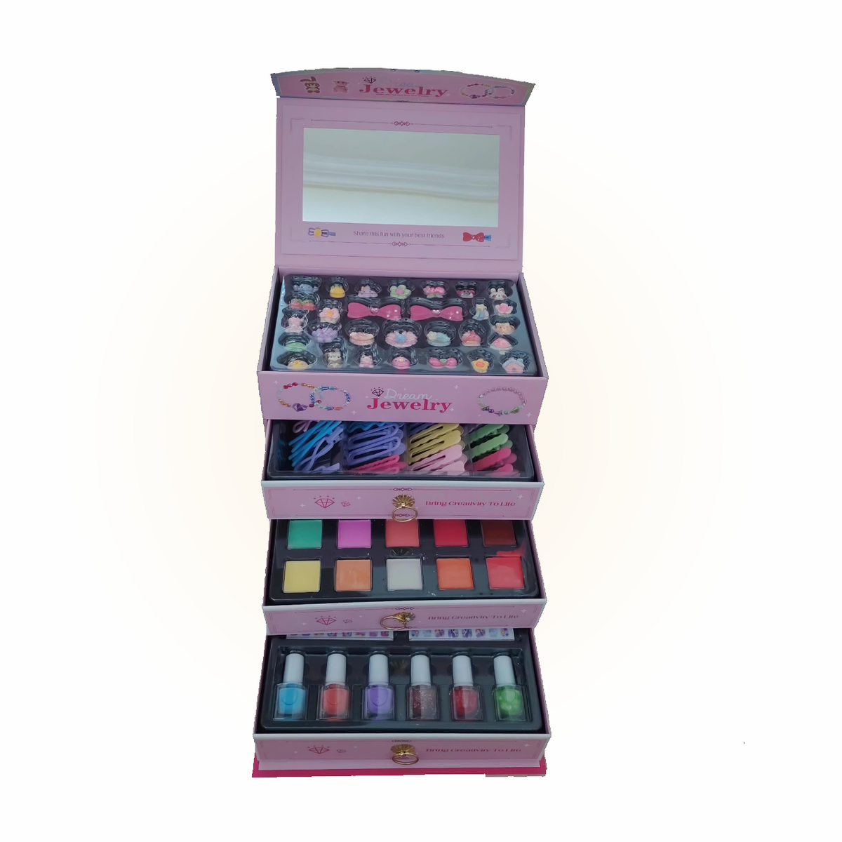 Dream Jewelry DIY Girls Makeup & Jewelry Kit – 5-in-1 Pretend Play Set