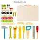 Wooden Tool Kit For Kids, With Colorful Building Toy Set