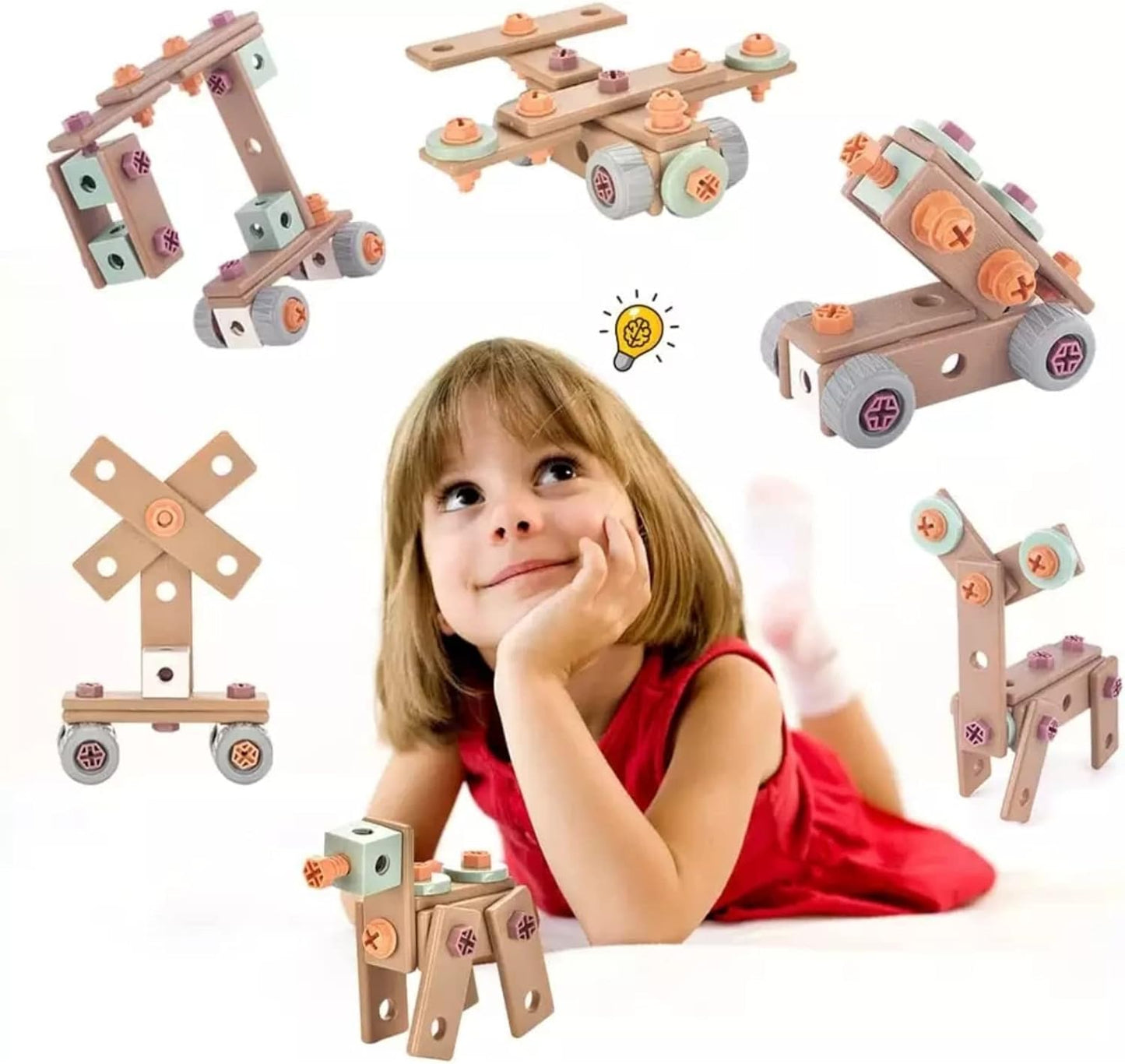 LittleCraft  Tool Set 144 pcs| Kids Construction Tool Bench with Electric Drill & Pretend Play Accessories