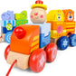 Wooden train with building blocks