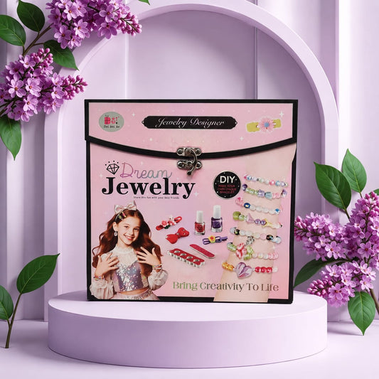 Dream Jewelry DIY Girls Makeup & Jewelry Kit – 5-in-1 Pretend Play Set
