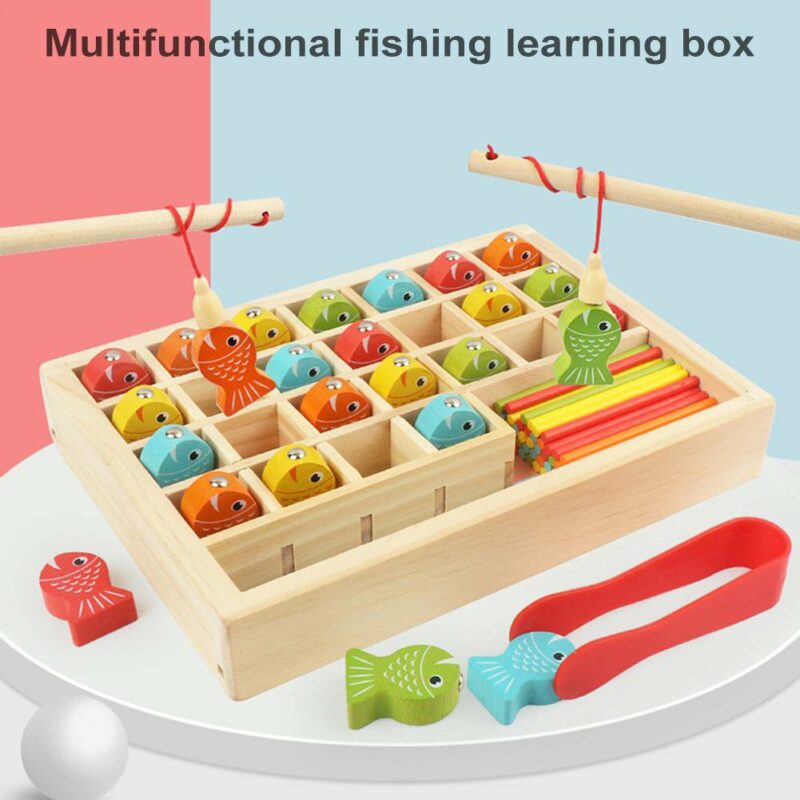 Wooden Multifunctional Fishing Learning Box