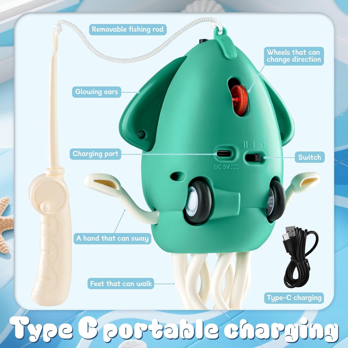 Interactive Crawling Octopus Toy | Musical Rechargeable Baby Toy with Lights & Obstacle Avoidance