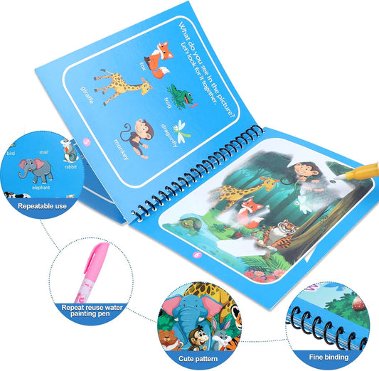 set of 6 Magic Water Coloring Book – Reusable Drawing Book for Kids