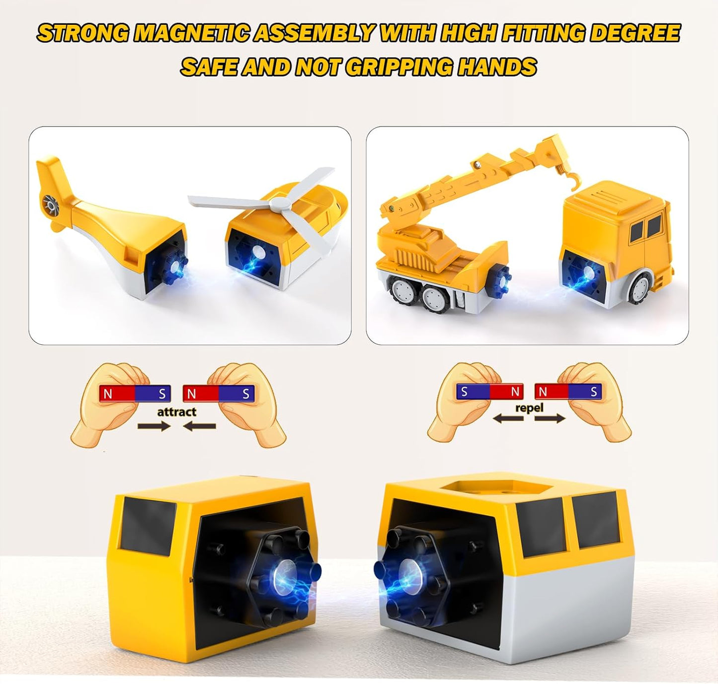 35 pcs , 8 in 1  Magnetic Transformer Truck Engineering car