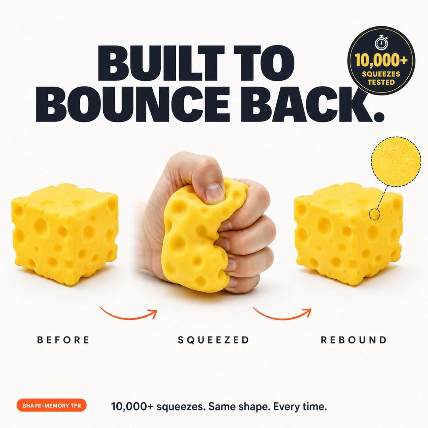 Cheese Squishy Toy – Slow Rise Stress Relief Squeeze Toy