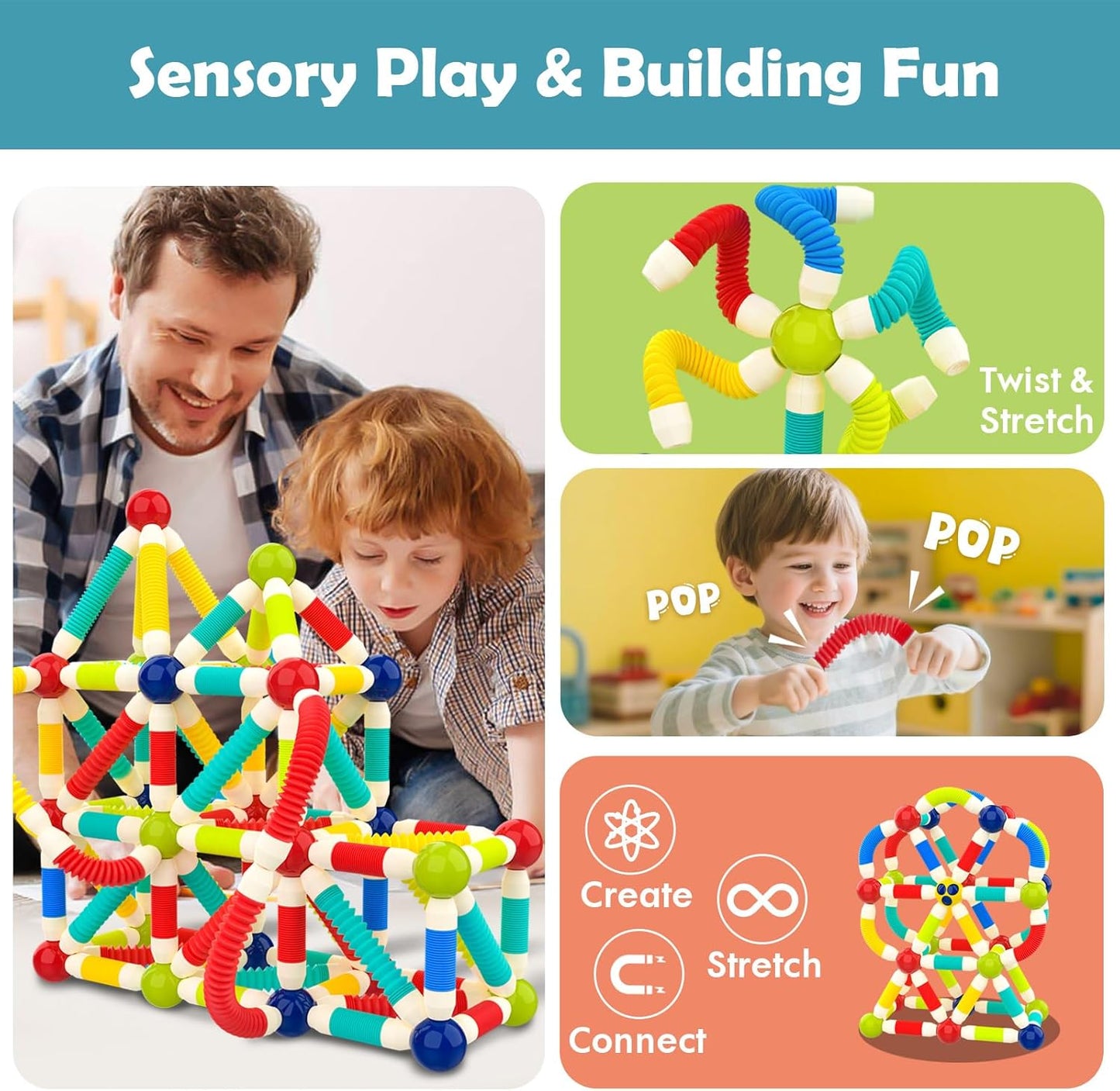 108 pcs Magnetic Building Telescopic STEM Set