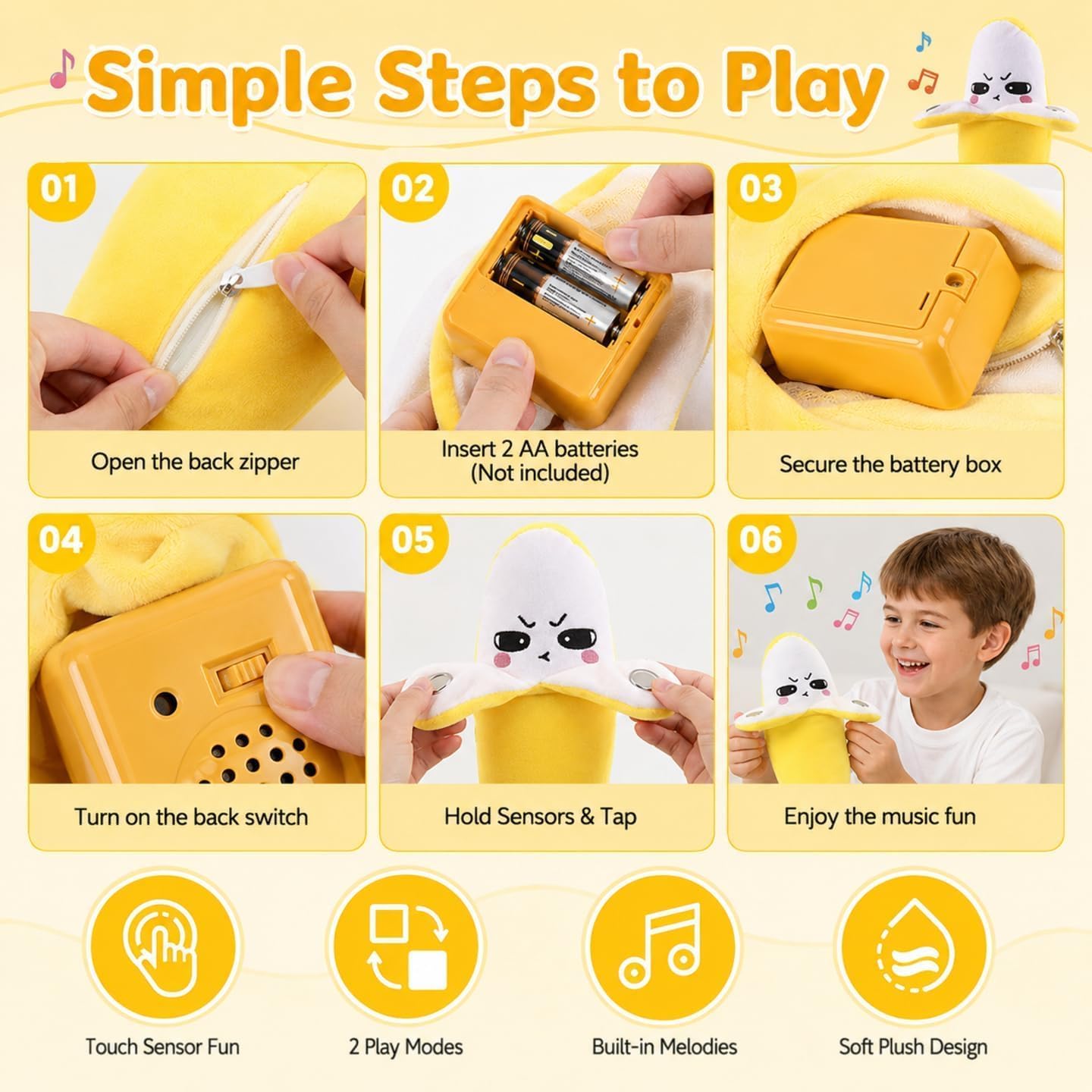 HappyBana Interactive Plush  Banana music Toy