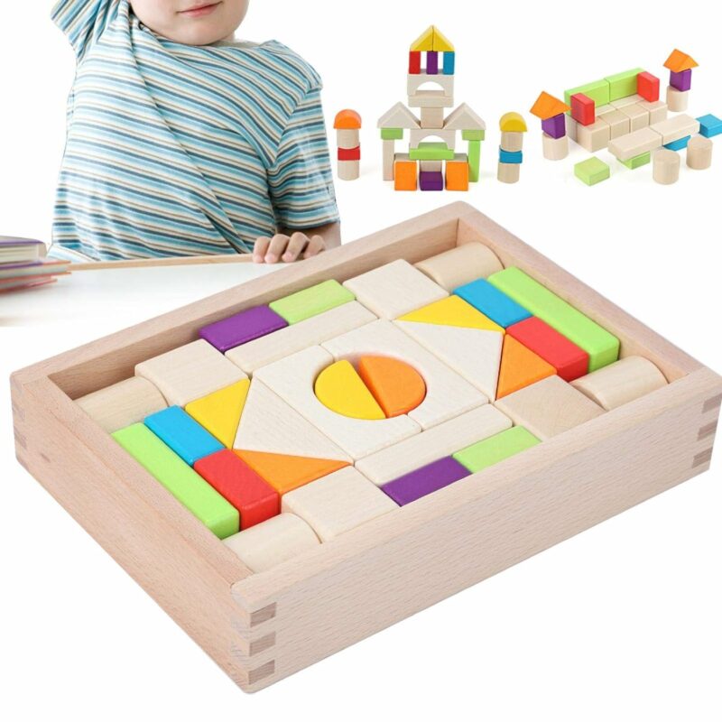 30 pcs color blocks wooden box