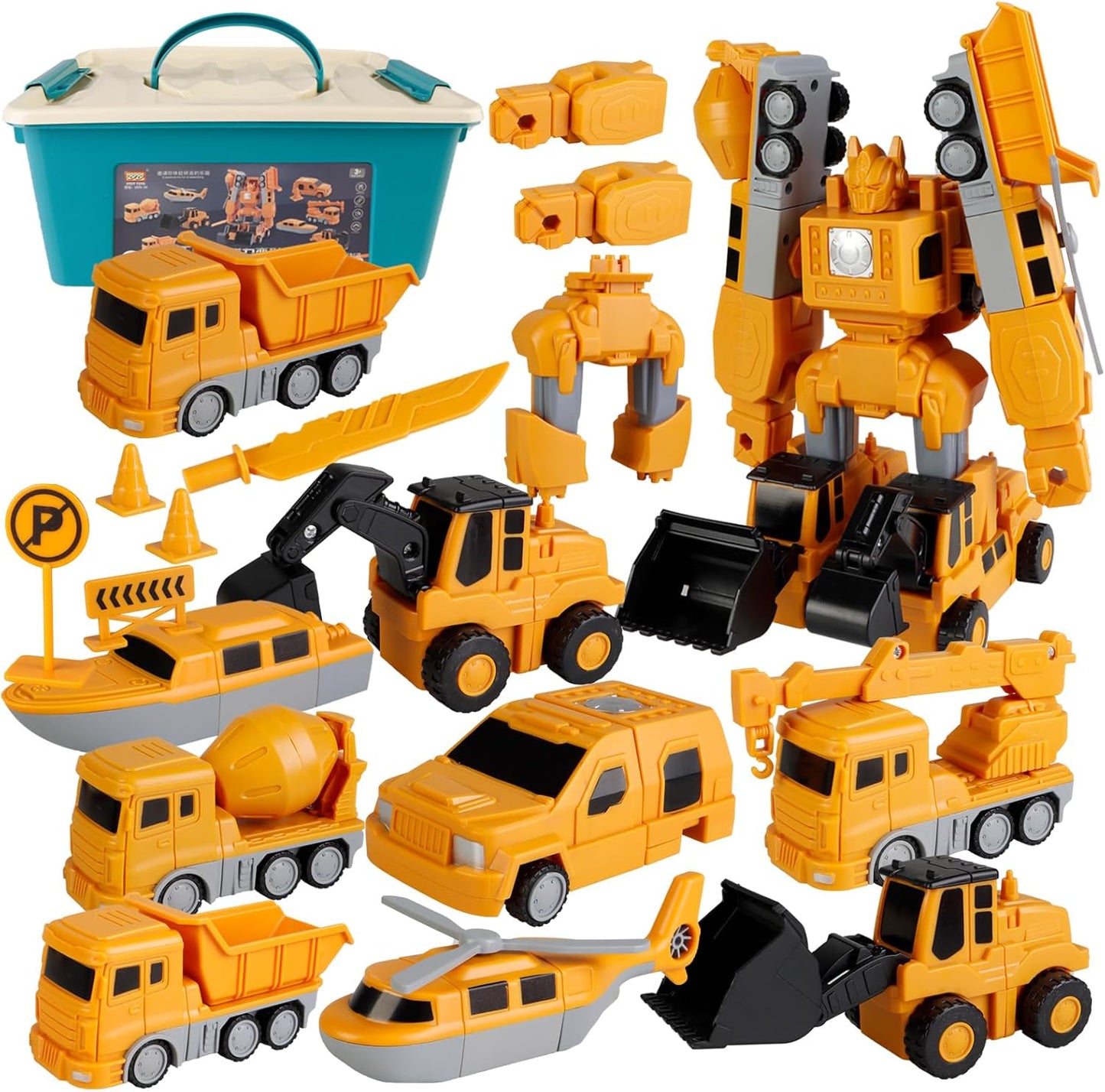 35 pcs , 8 in 1  Magnetic Transformer Truck Engineering car