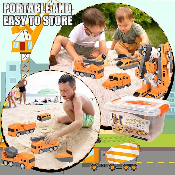 Magnetic Transformer Truck Engineering Car 21 pcs BIG SIZE