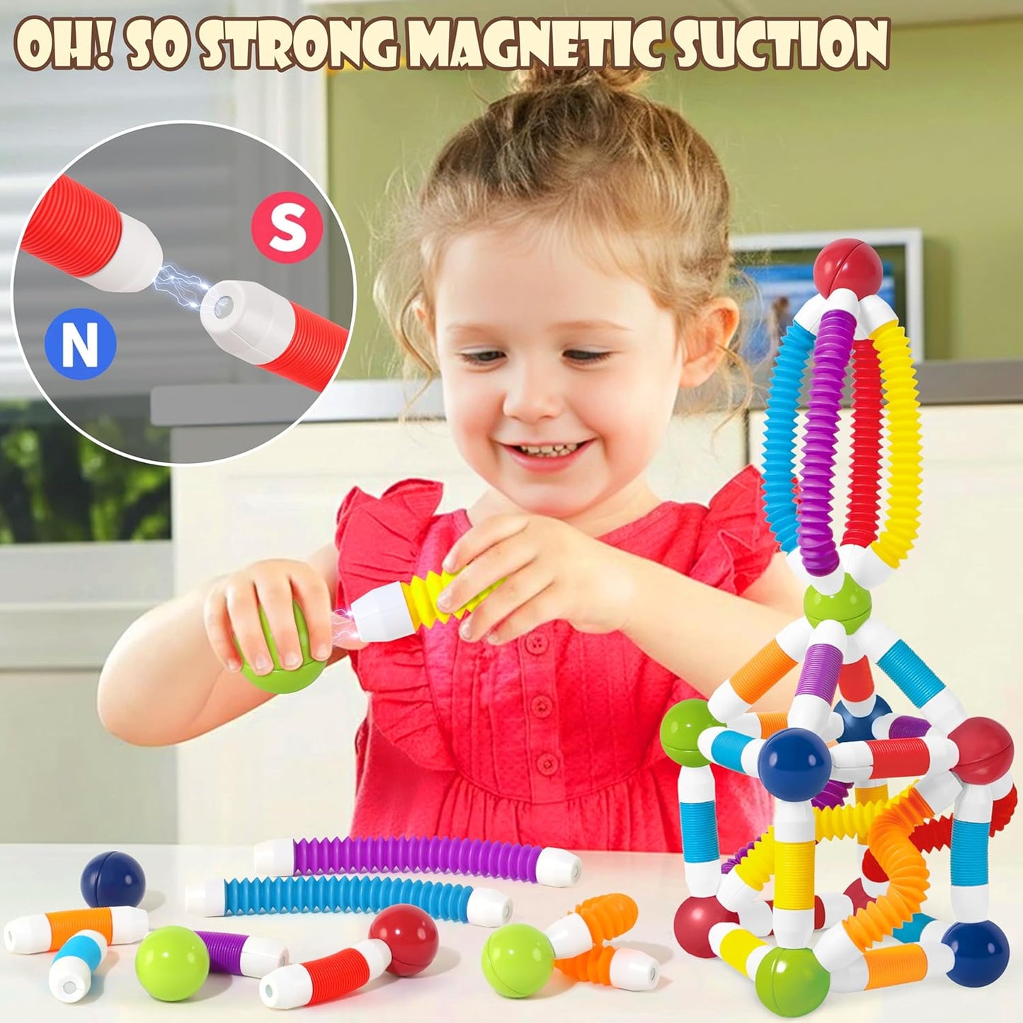 108 pcs Magnetic Building Telescopic STEM Set