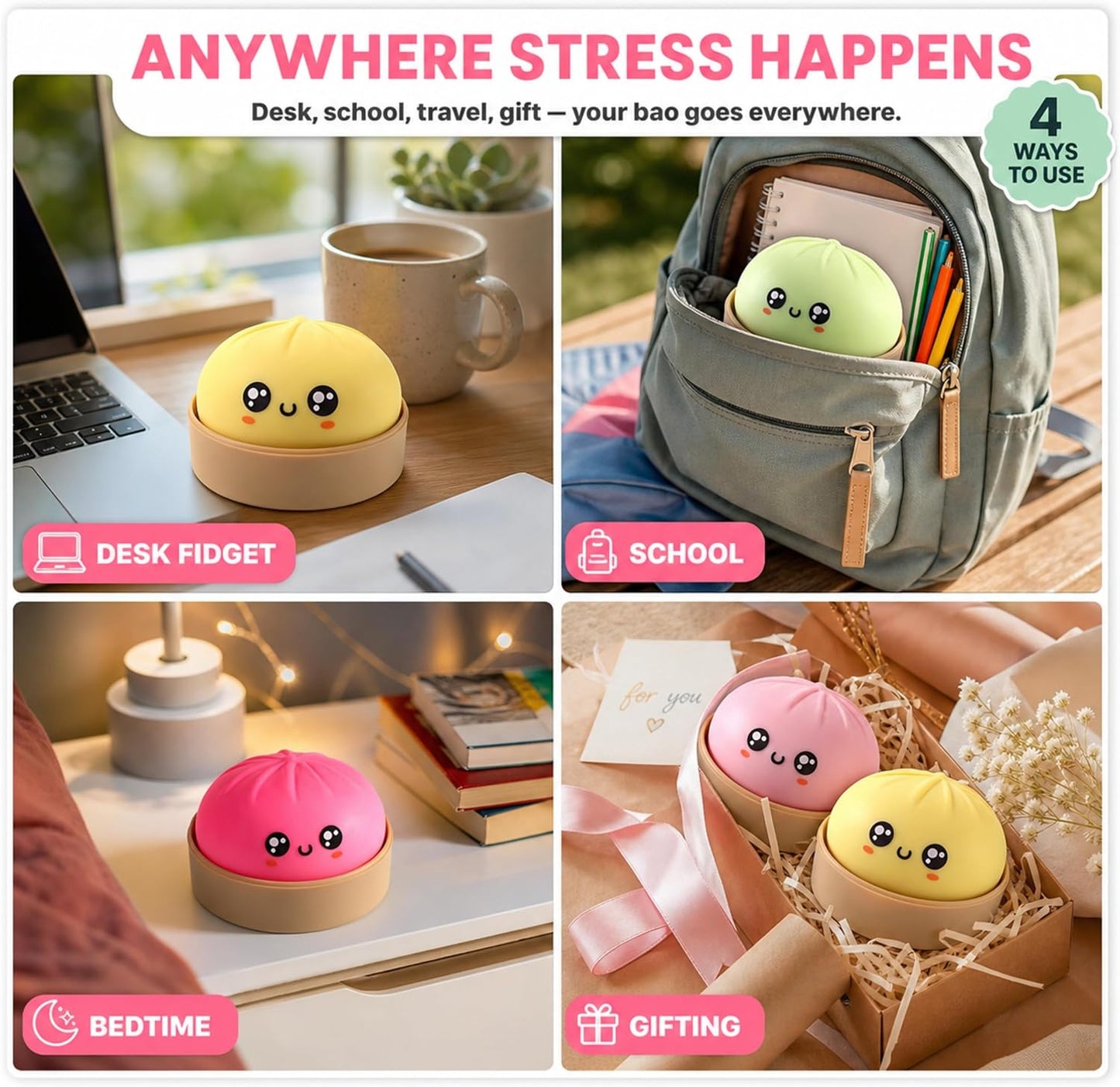 Mystery color Steamed Bun Squishy Toy