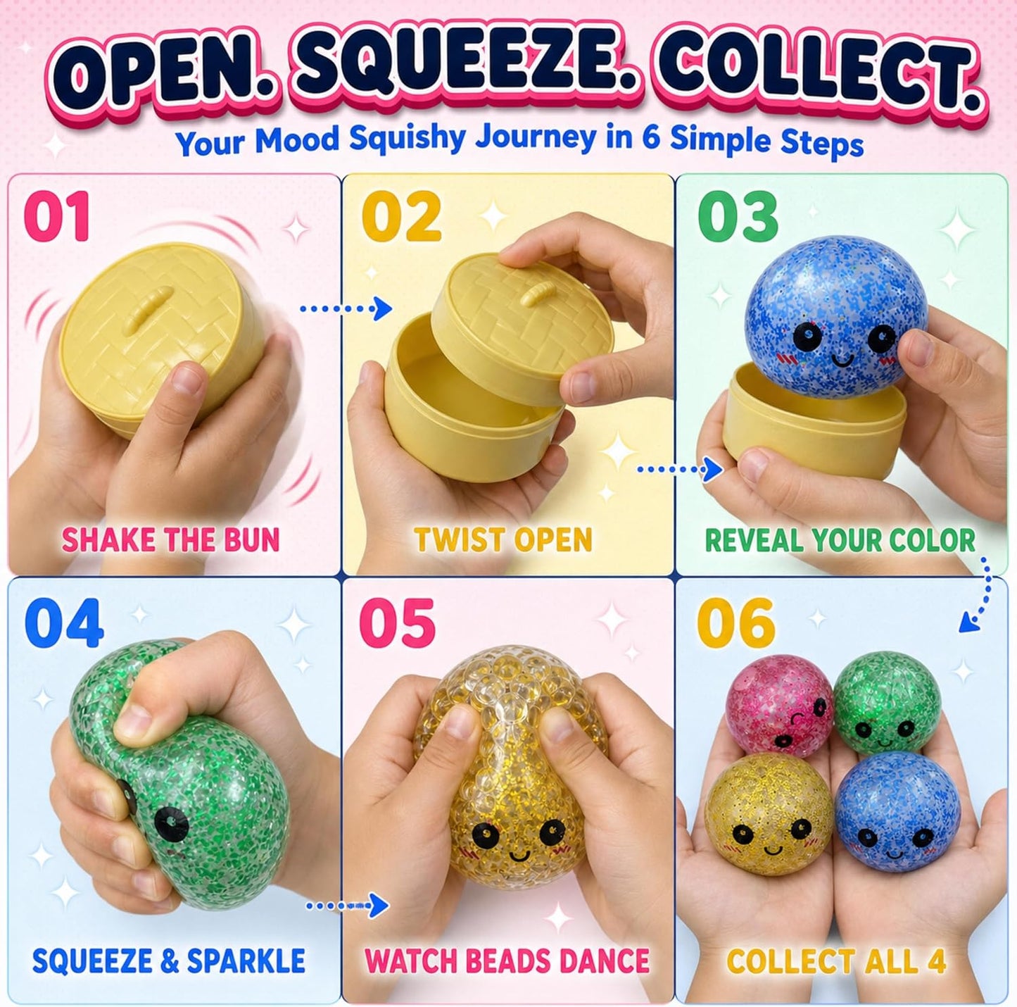 Mystery color Steamed Bun Squishy Ball Toy