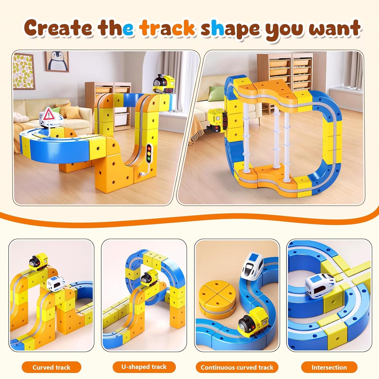 169 PCS building block track car
