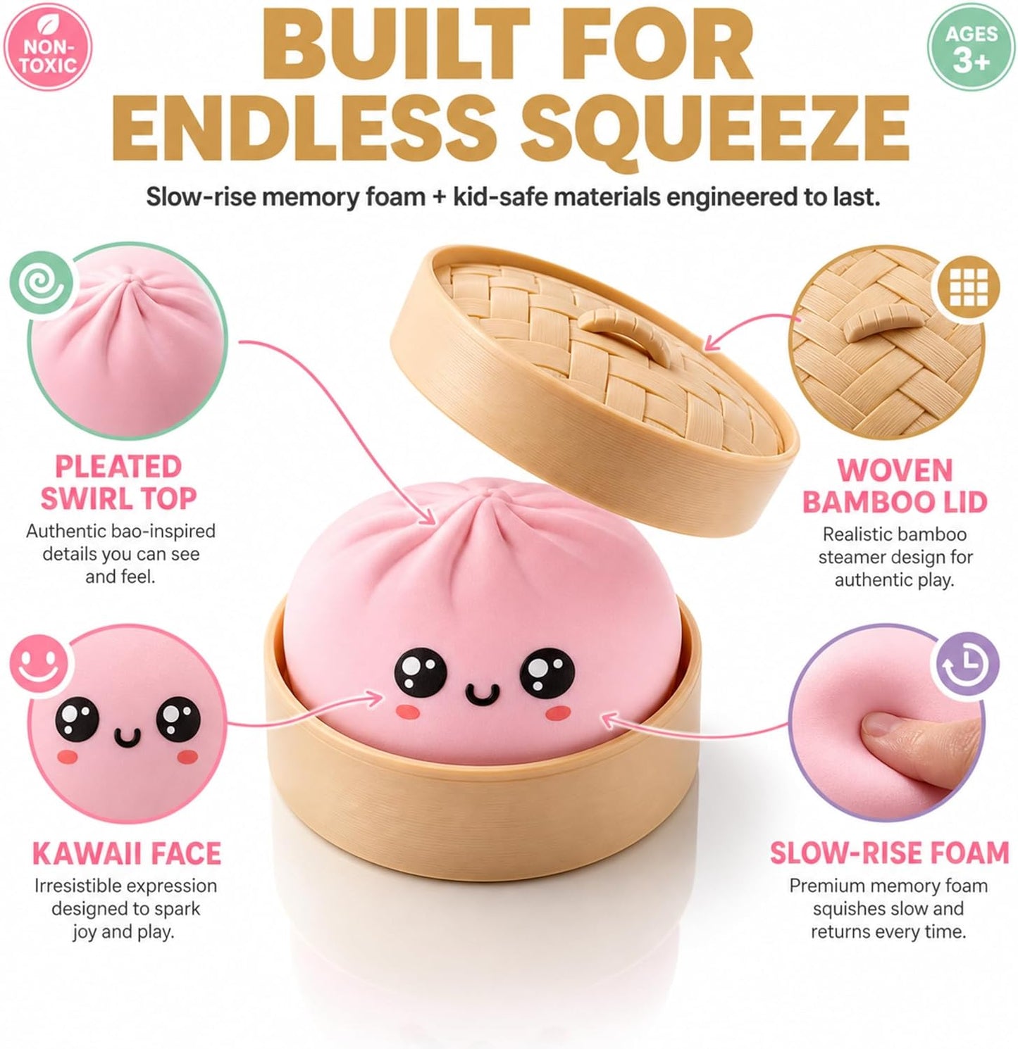 Mystery color Steamed Bun Squishy Toy