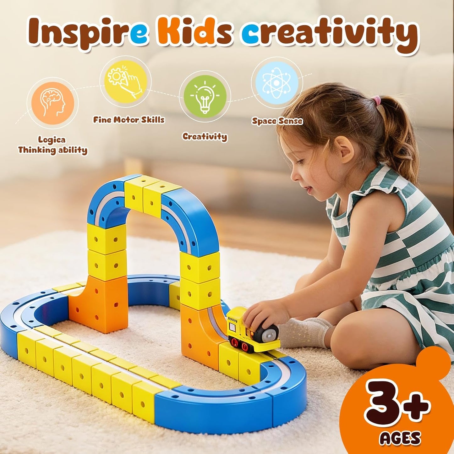 169 PCS building block track car