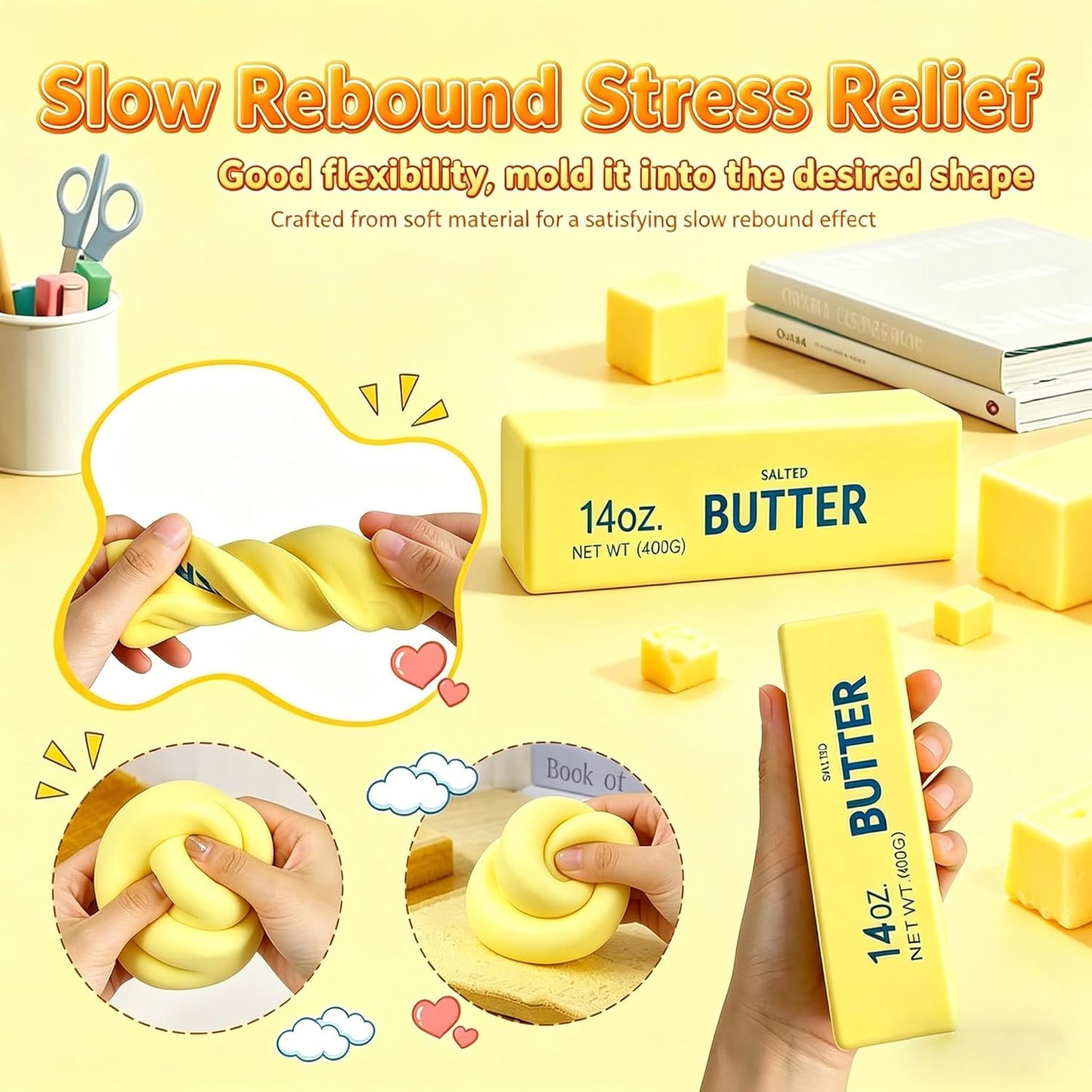 BIG SIZE Slow Rise Squishy Butter Stick – Soft Sensory Stress Relief Toy for Kids & Adults