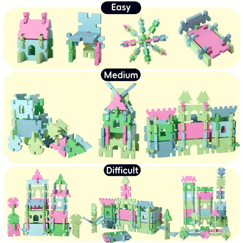 74 Pcs Wooden Pattern Blocks Set