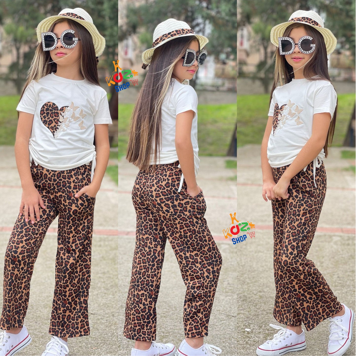 Girls' Leopard Chic Summer Set 3 pcs