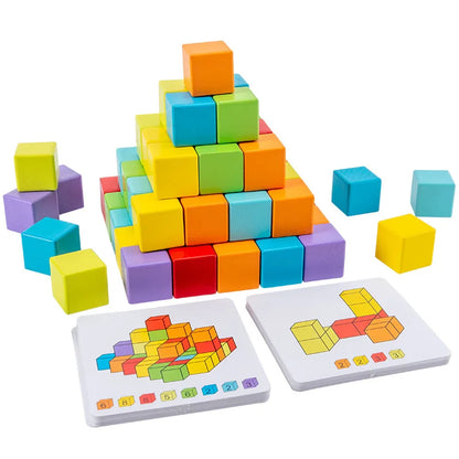 Cubes-en-bois-Montessori-jouets-motifs-cartes-3D-blocs-de-construction-jeu-d-empilage-d-espace