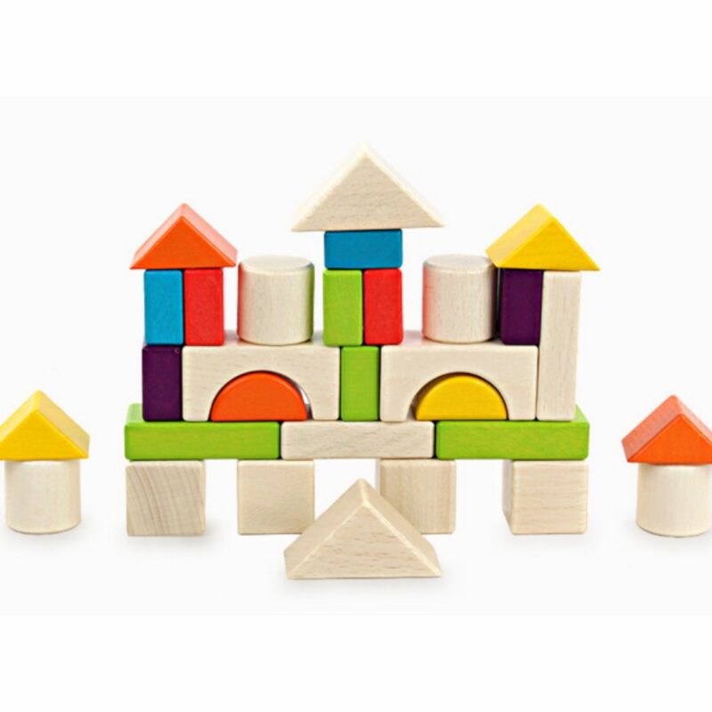 30 pcs color blocks wooden box