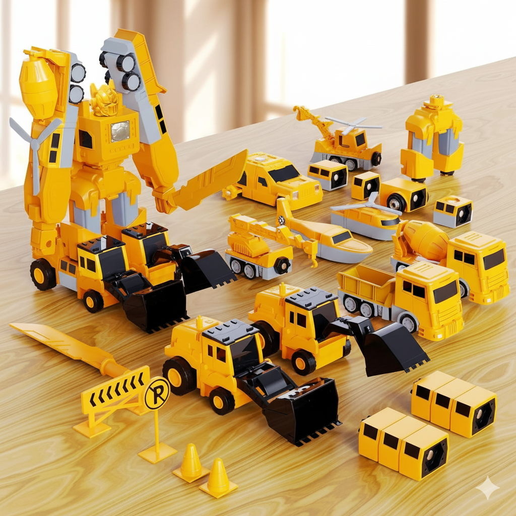 35 pcs , 8 in 1  Magnetic Transformer Truck Engineering car