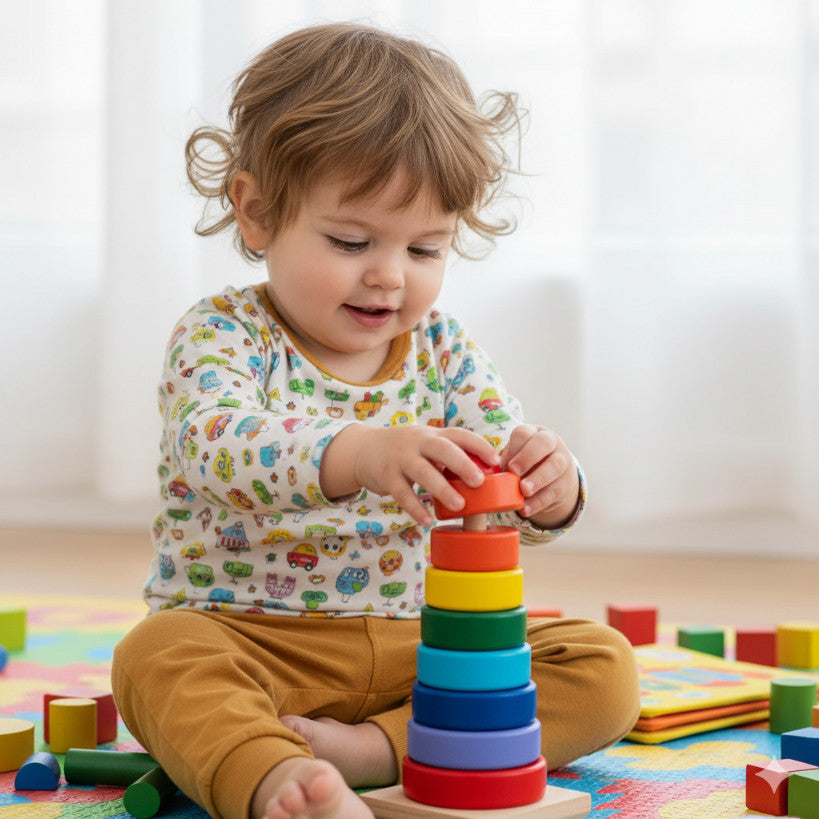 Colored wooden tower