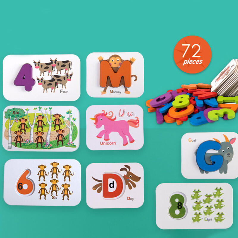 Wooden Early Education  ABC  Letter Cards 72 pcs