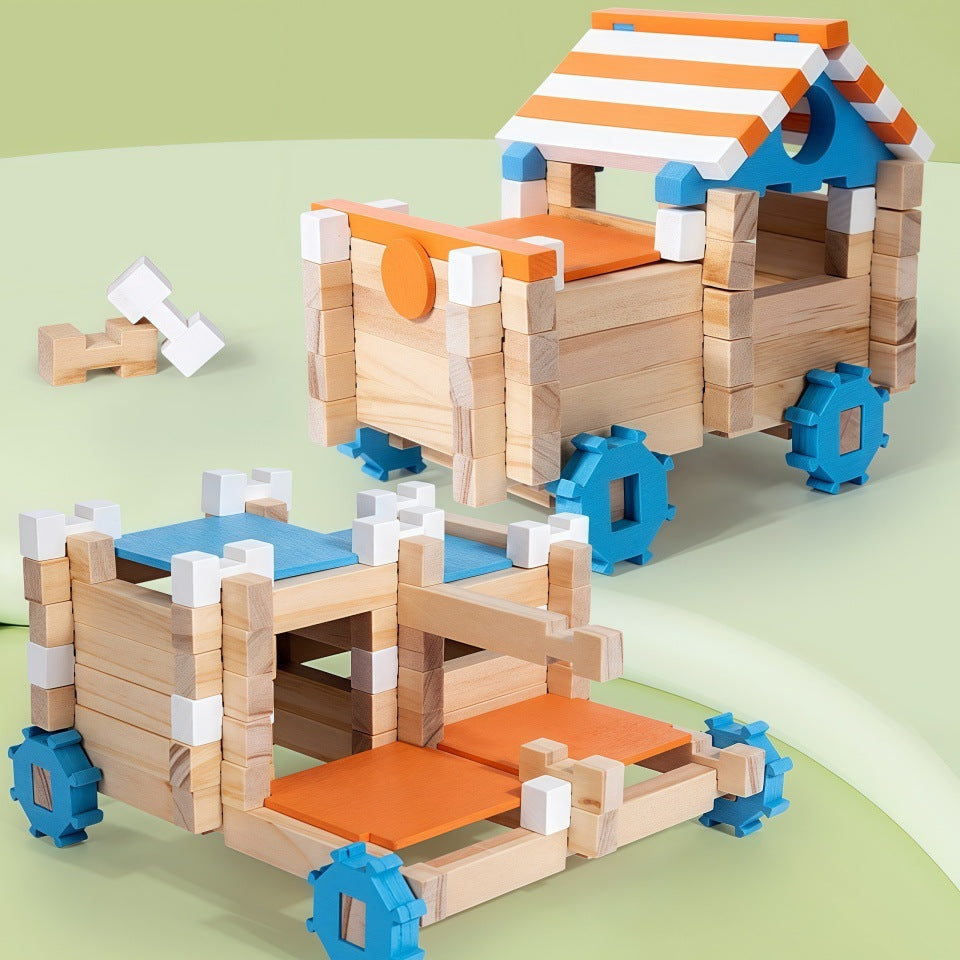 114 pcs DIY Wooden Building Blocks Set