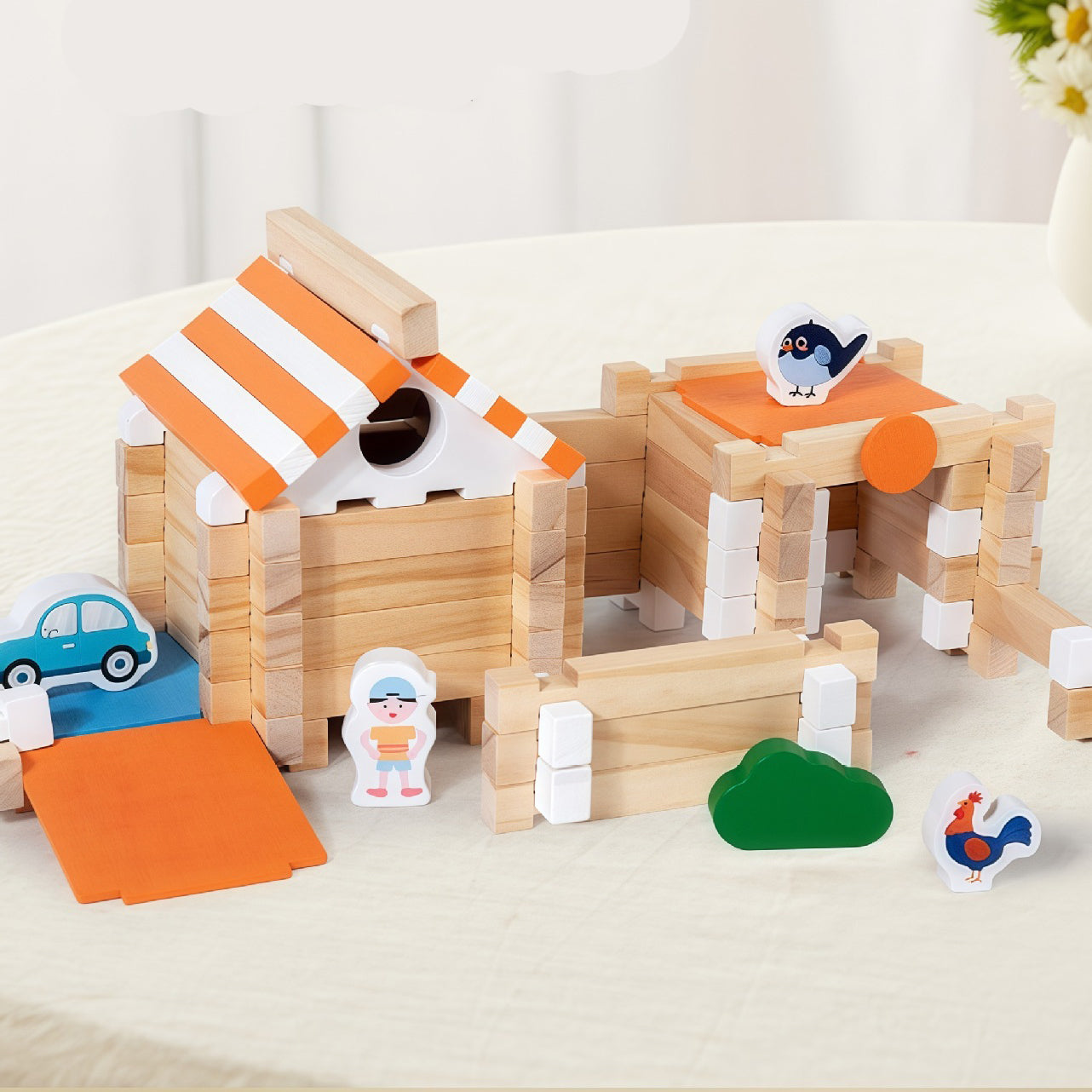 114 pcs DIY Wooden Building Blocks Set