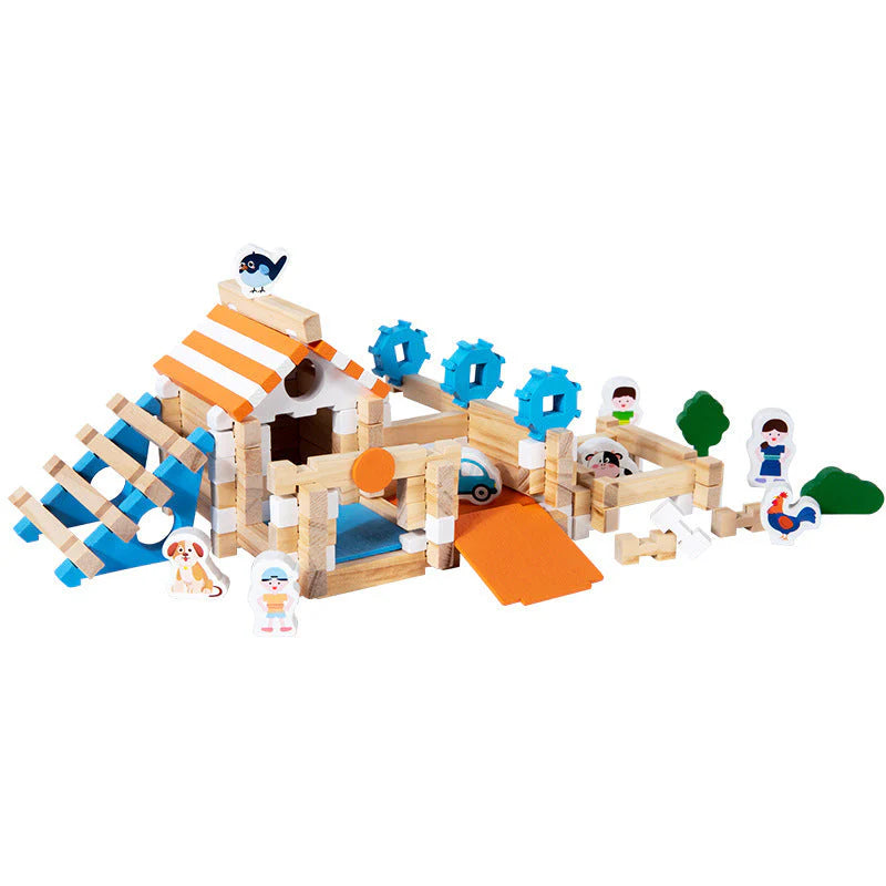 114 pcs DIY Wooden Building Blocks Set
